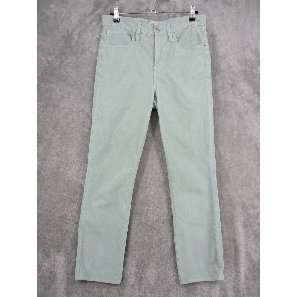 J Crew Pants Womens 28 Slim Straight Corduroy‎ Stretch Mint Green Casual Pockets